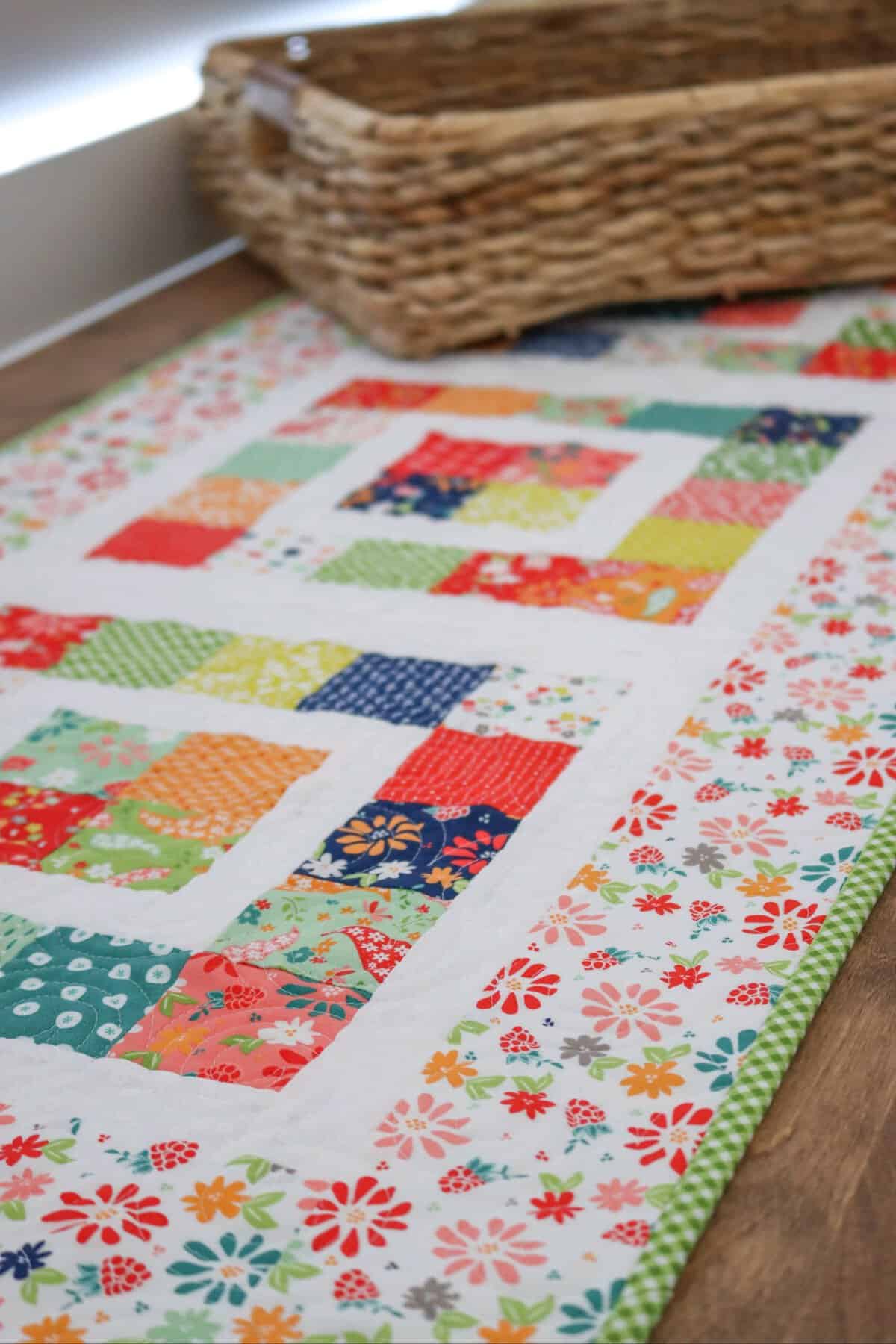 County Fair Table Runner in Raspberry Summer fabrics by Sherri from A Quilting Life