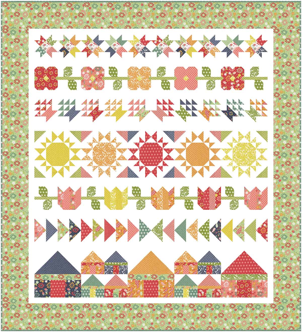 Harbor Row Quilt by Sherri of A Quilting Life in Raspberry Summer Fabrics by Sherri & Chelsi for Moda 
