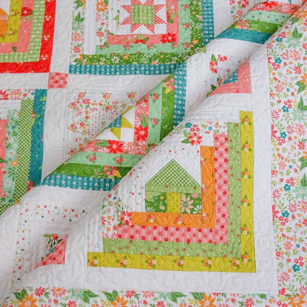 Summer House quilt by Sherri McConnell in Strawberry Lemonade fabrics.