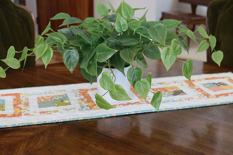 Scrappy Four Patch Table Runner by Sherri McConnell in Bountiful Blooms fabrics by Sherri & Chelsi for Moda