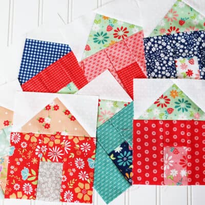 Village Houses in Raspberry Summer fabrics by Sherri & Chelsi for Moda Fabrics