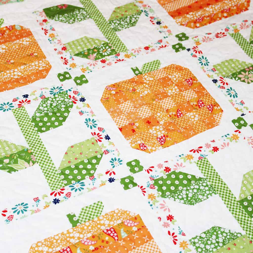 Pumpkin & Vine wall hanging quilt by Sherri of A Quilting Life