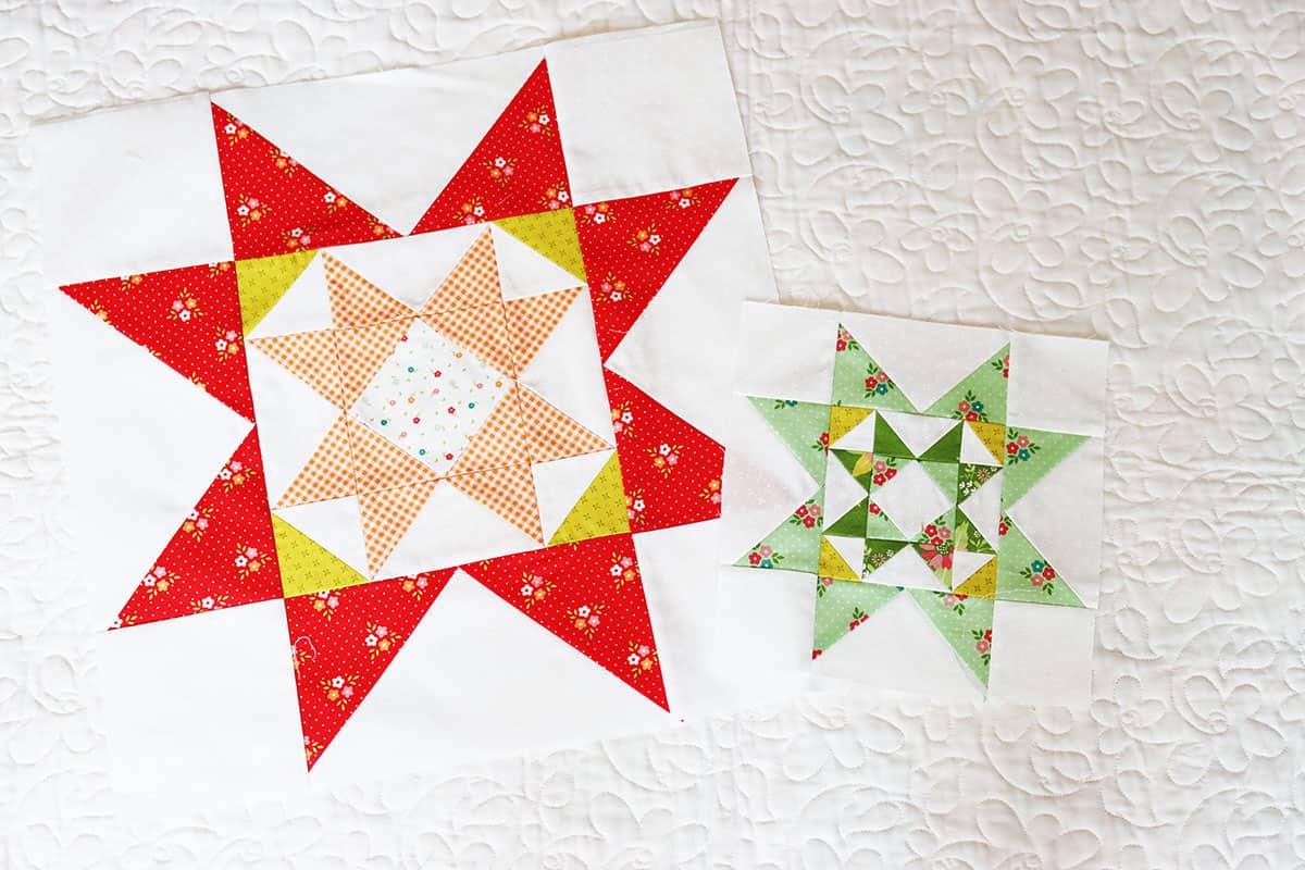A Quilting Life Block of the Month October 2024 in Strawberry Lemonade fabrics by Sherri & Chelsi for Moda Fabrics
