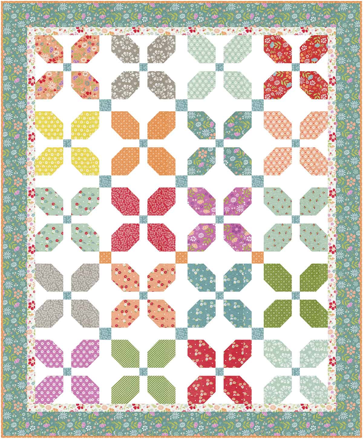 Laguna Stars Quilt Pattern in Laguna Sunrise fabrics by Sherri & Chelsi for Moda Fabrics.