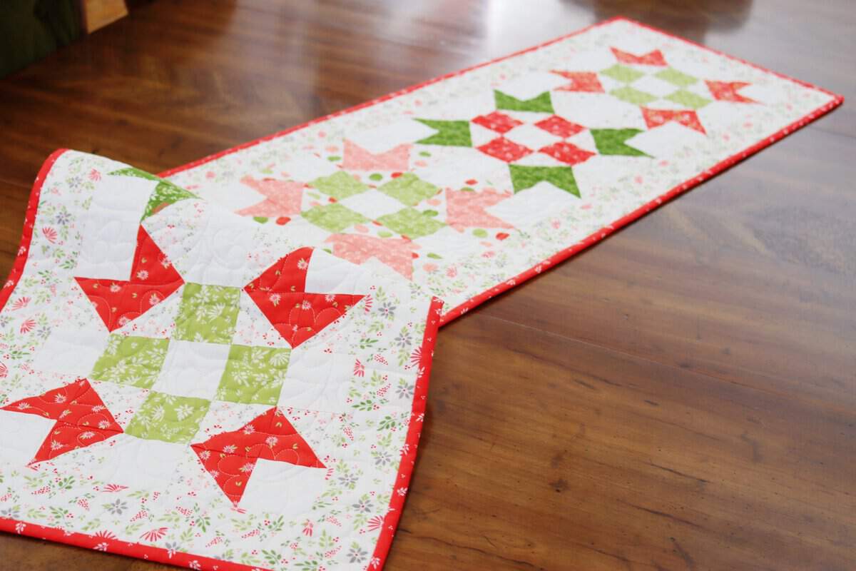 Christmas table runner by Sherri from A Quilting Life