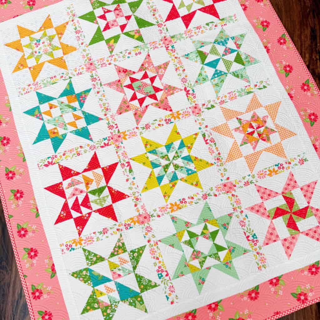 A Quilting Life 2024 Block of the Month in Strawberry Lemonade fabrics