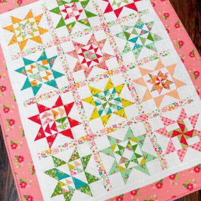 A Quilting Life 2024 Block of the Month in Strawberry Lemonade fabrics