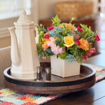 Spring flower bouquet on table