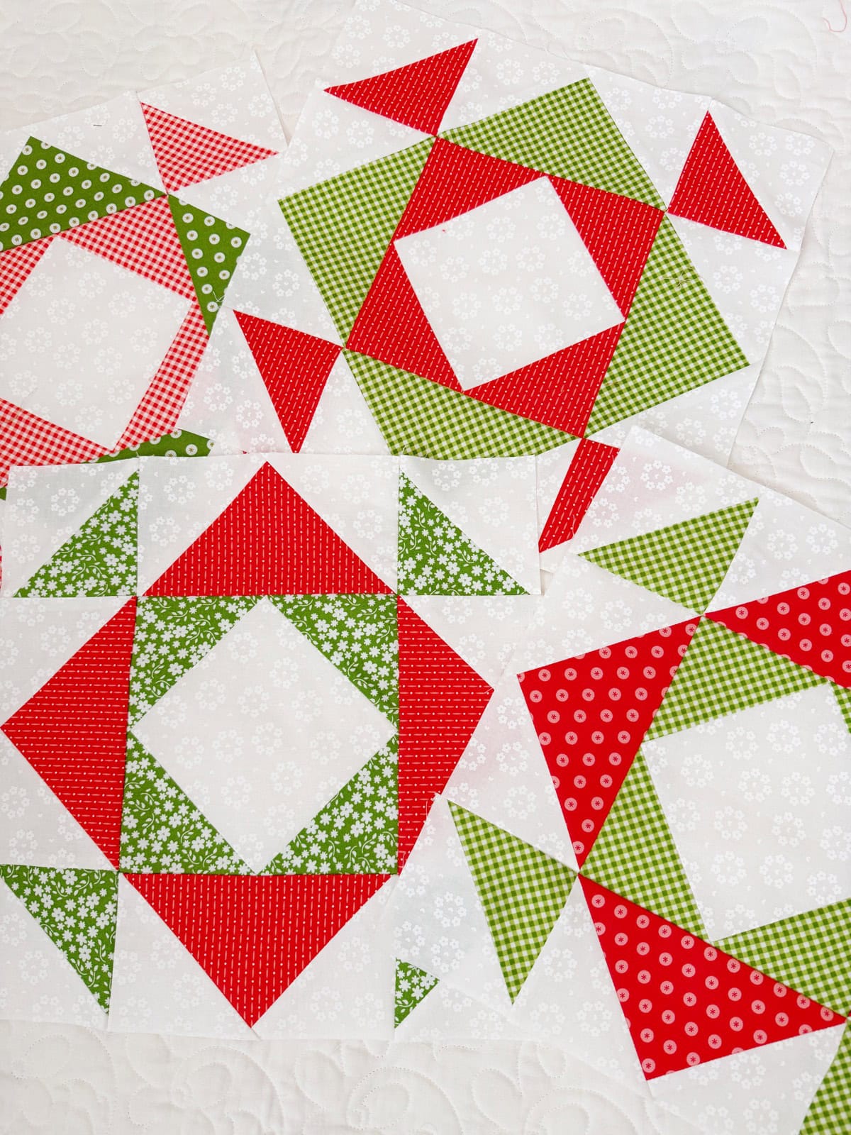Brightly Sampler Sew Along blocks in Raspberry Summer fabrics by Sherri & Chelsi for Moda fabrics.