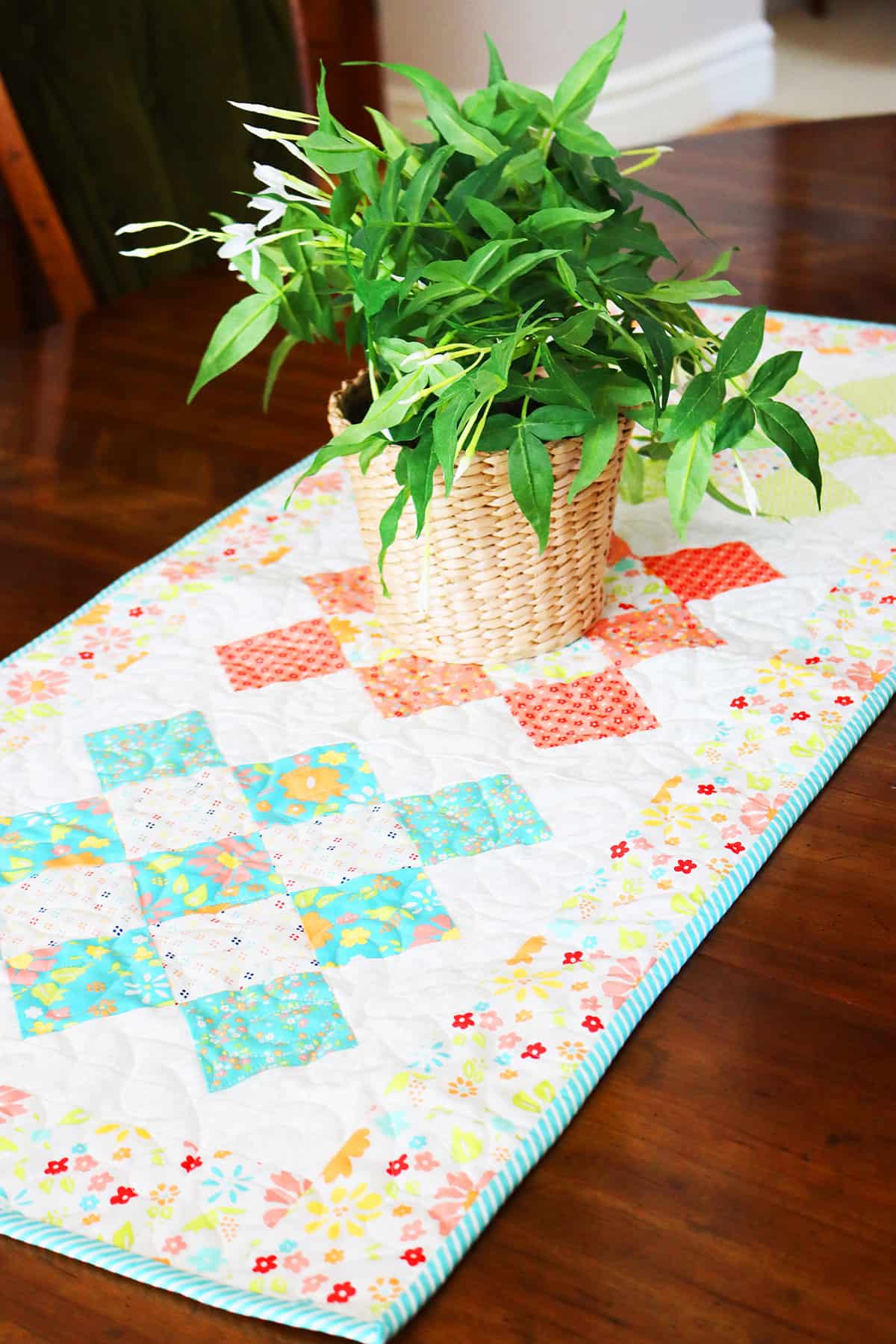 Backyard Blooms table runner in Delightfully Yours Fabrics by Sherri & Chelsi for Moda Fabrics