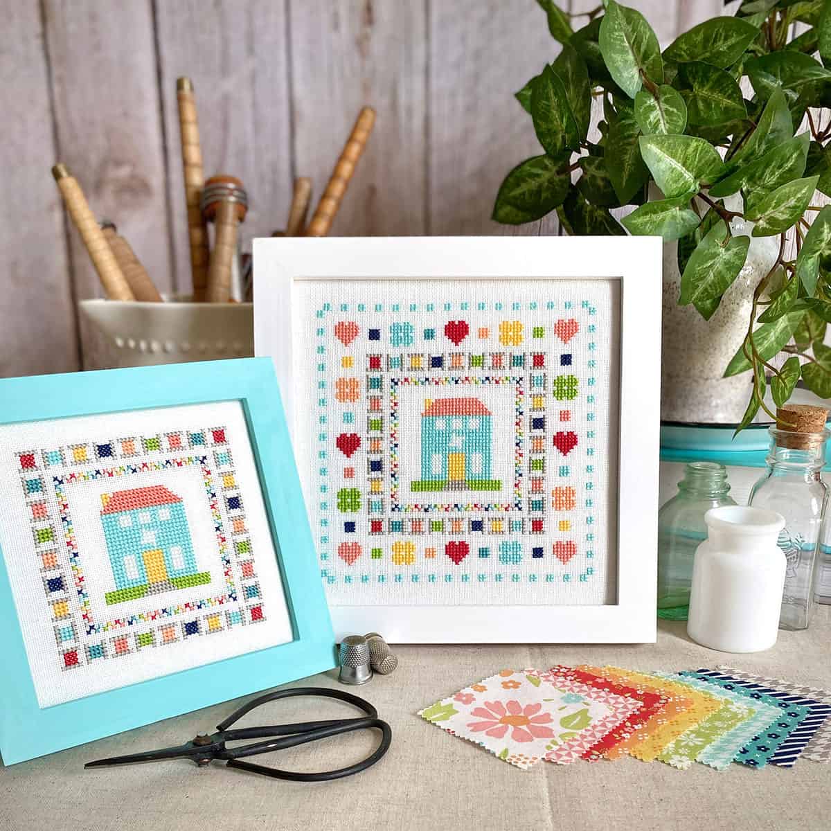 Quilter's Cottage quilt pattern coordinating cross stitch designs.