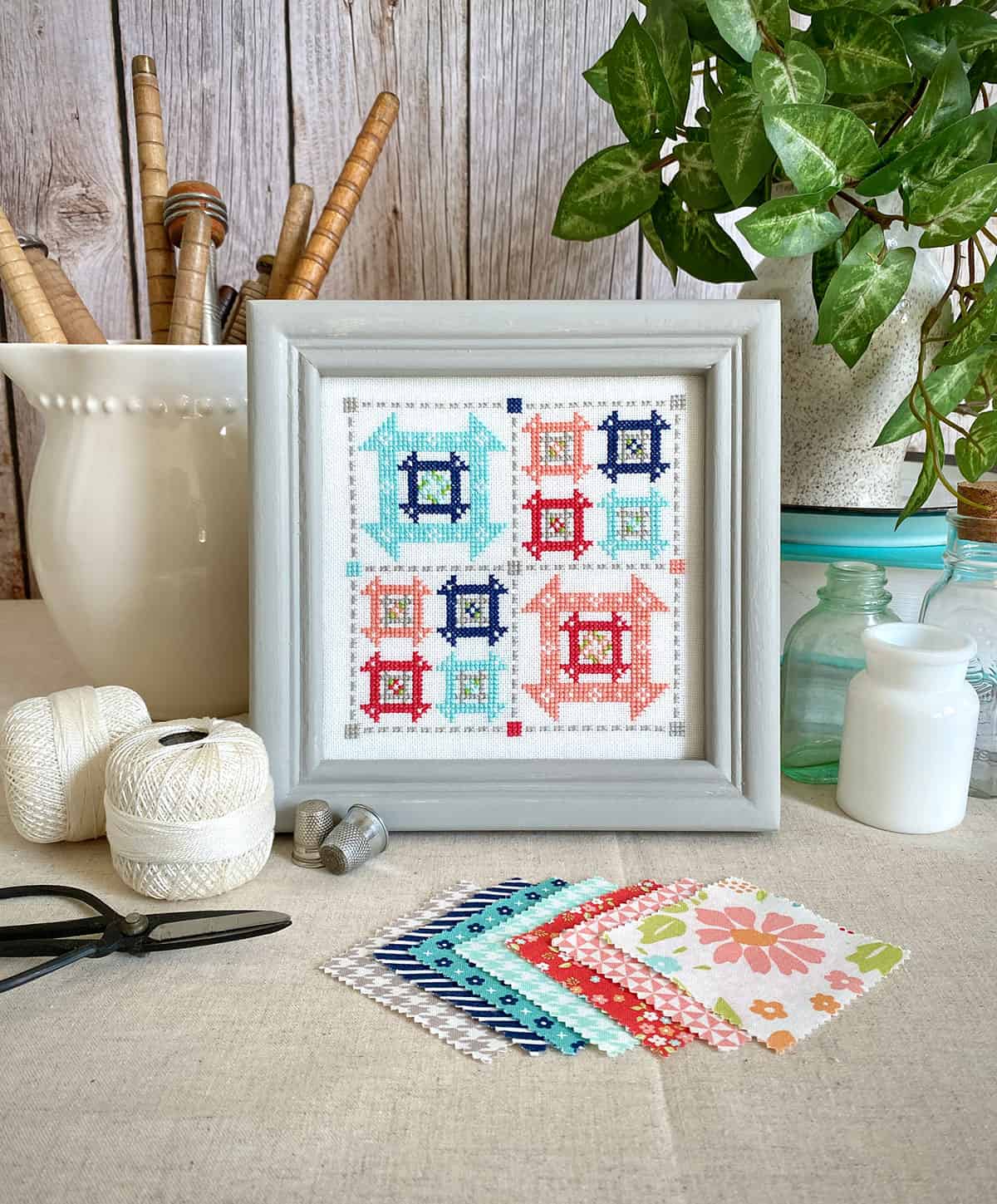 Sunnyside Quilt Pattern coordinating cross stitch design