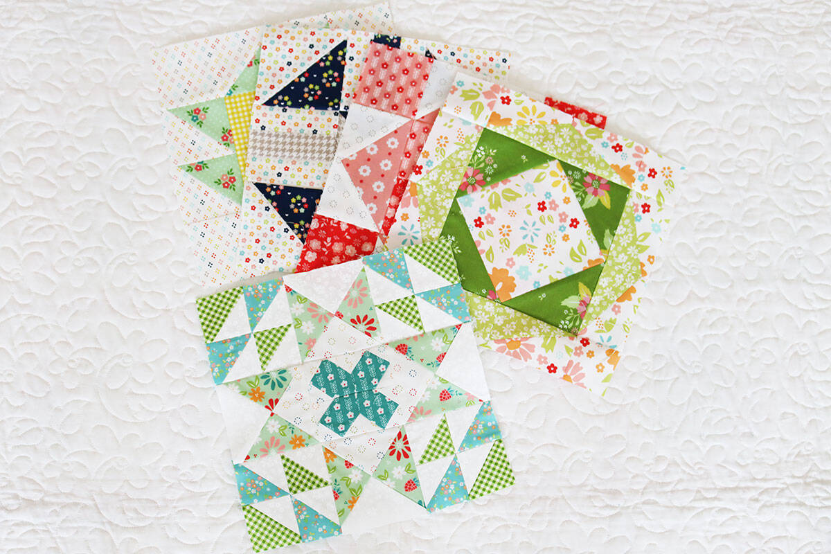 Moda Blockheads 6 Blocks 1 - 5 pieced by Sherri McConnell of A Quilting Life