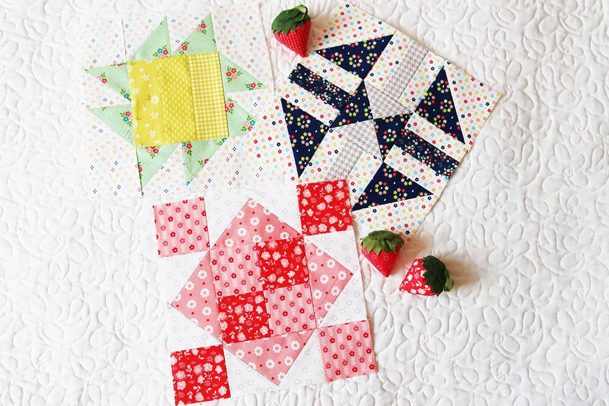 Moda Blockheads 6 Sew Along blocks one through three by Sherri McConnell of A Quilting Life