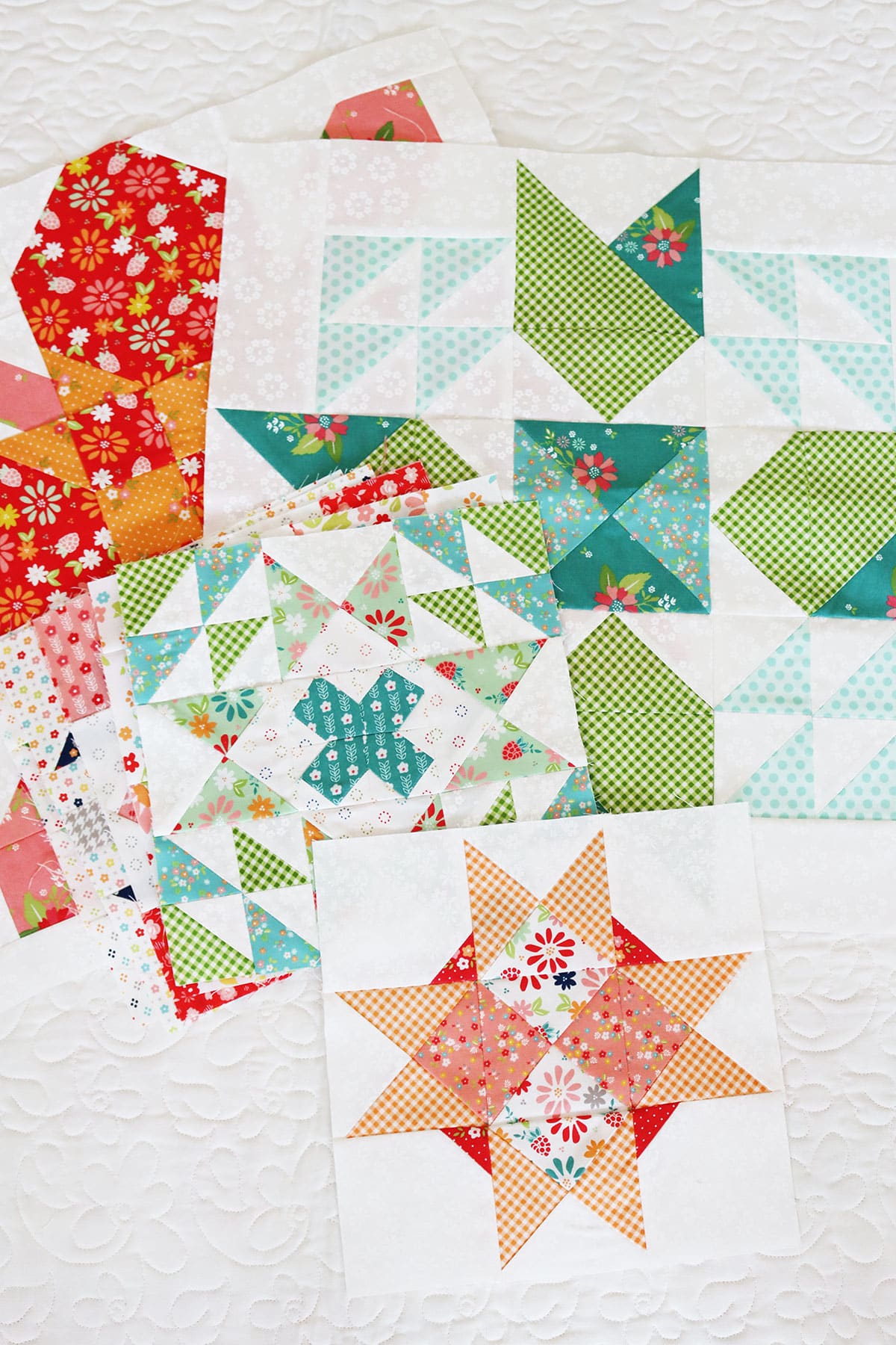 Moda Blockheads 6 Blocks 1-8 pieced by Sherri McConnell of A Quilting Life