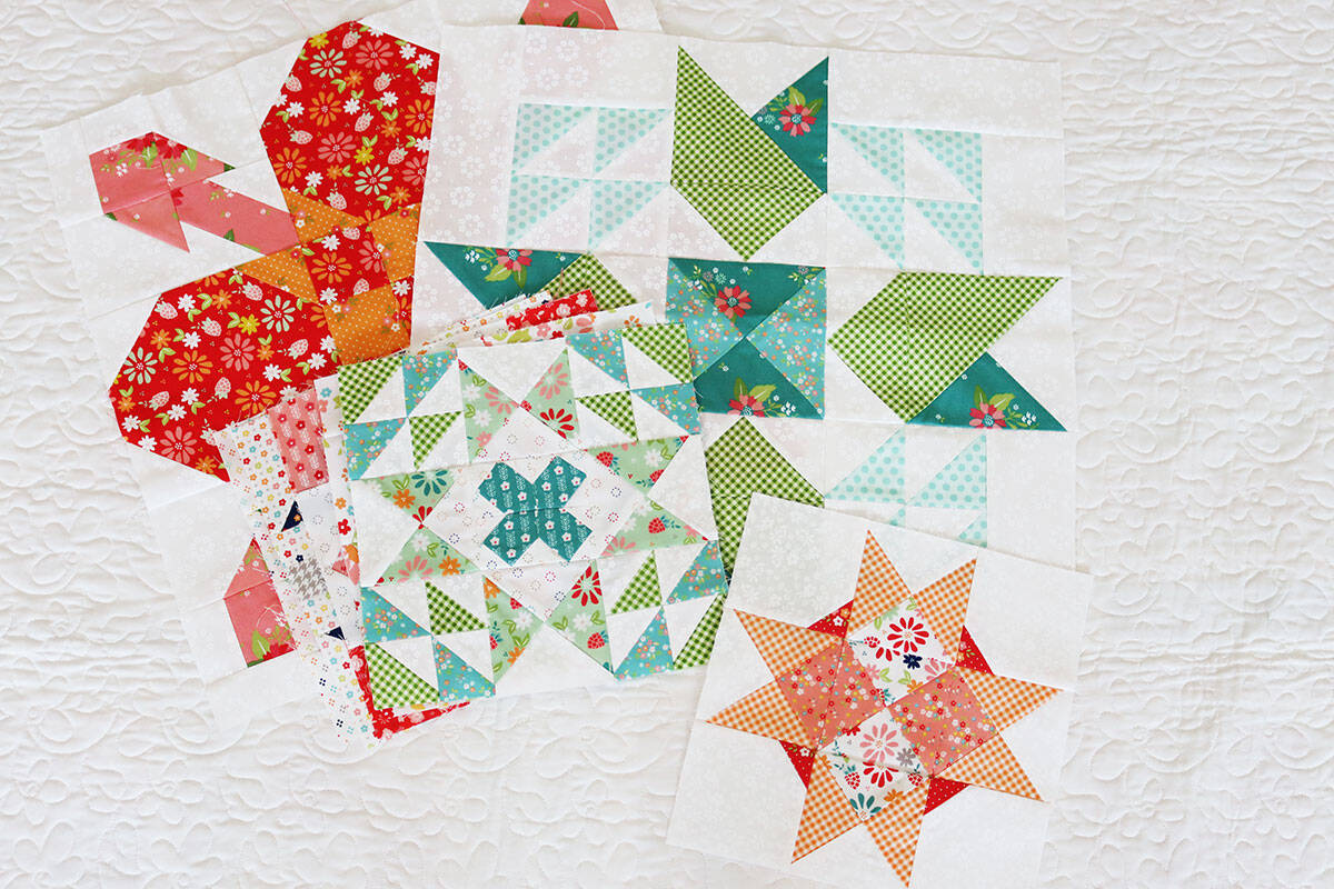 Moda Blockheads 6 Blocks 1-8 pieced by Sherri McConnell of A Quilting Life
