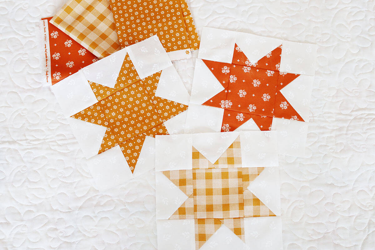 Autumn Nights Sew Along Autumn Stars blocks by Sherri McConnell of A Quilting Life