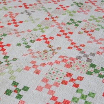 Homespun Nine-Patch quilt in Poinsettia & Pear Fabrics by Sherri & Chelsi for Moda Fabrics