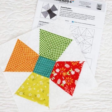 Moda Blockheads 6 Block 15, Petal Pushers, pieced by Sherri McConnell of A Quilting Life