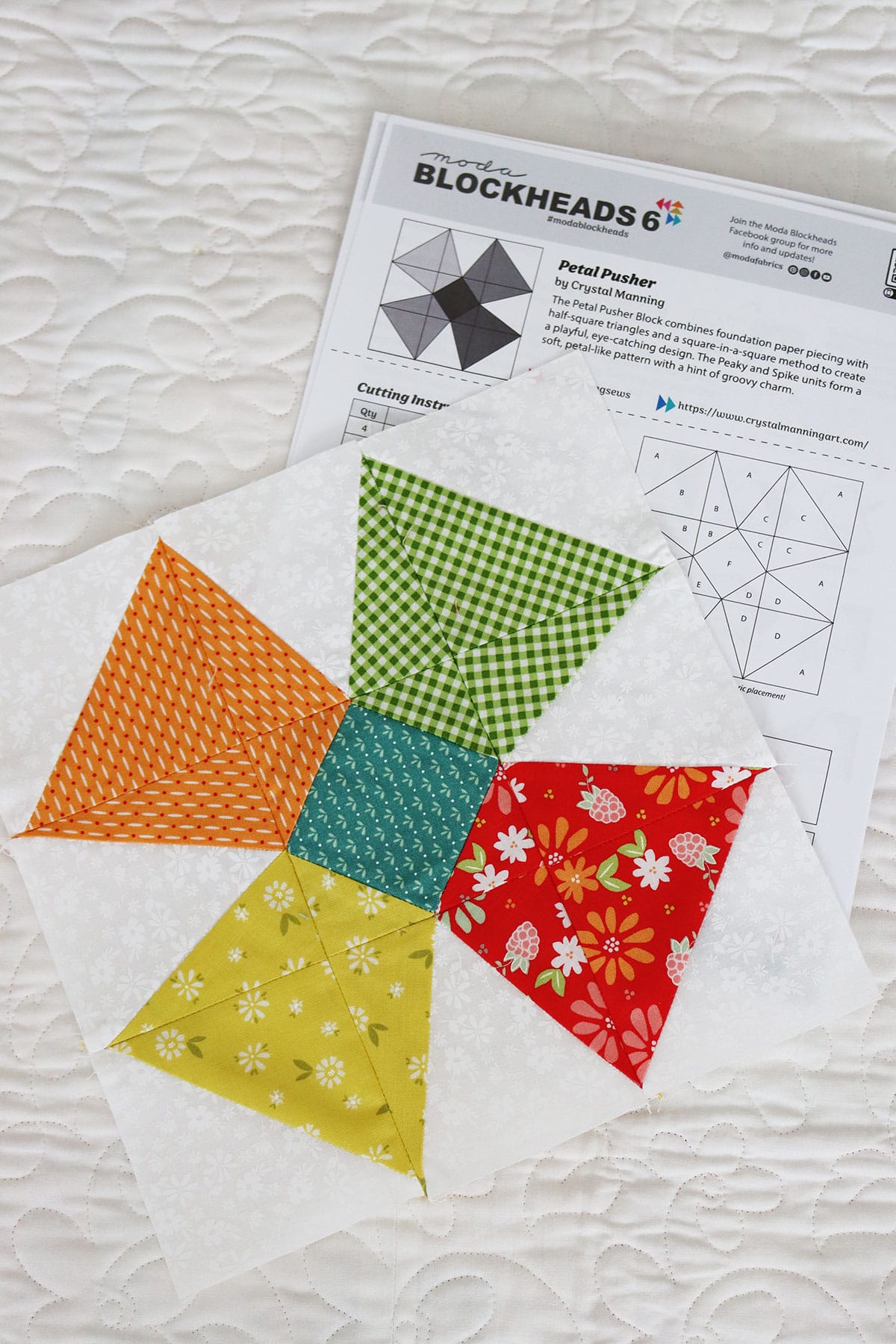 Moda Blockheads 6 Block 15, Petal Pushers, pieced by Sherri McConnell of A Quilting Life