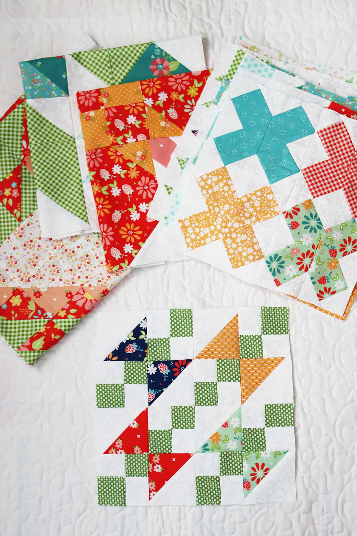 Moda Blockheads 6 Blocks 1-21 by Sherri McConnell of A Quilting Life in fabrics by Sherri & Chelsi for Moda Fabrics.