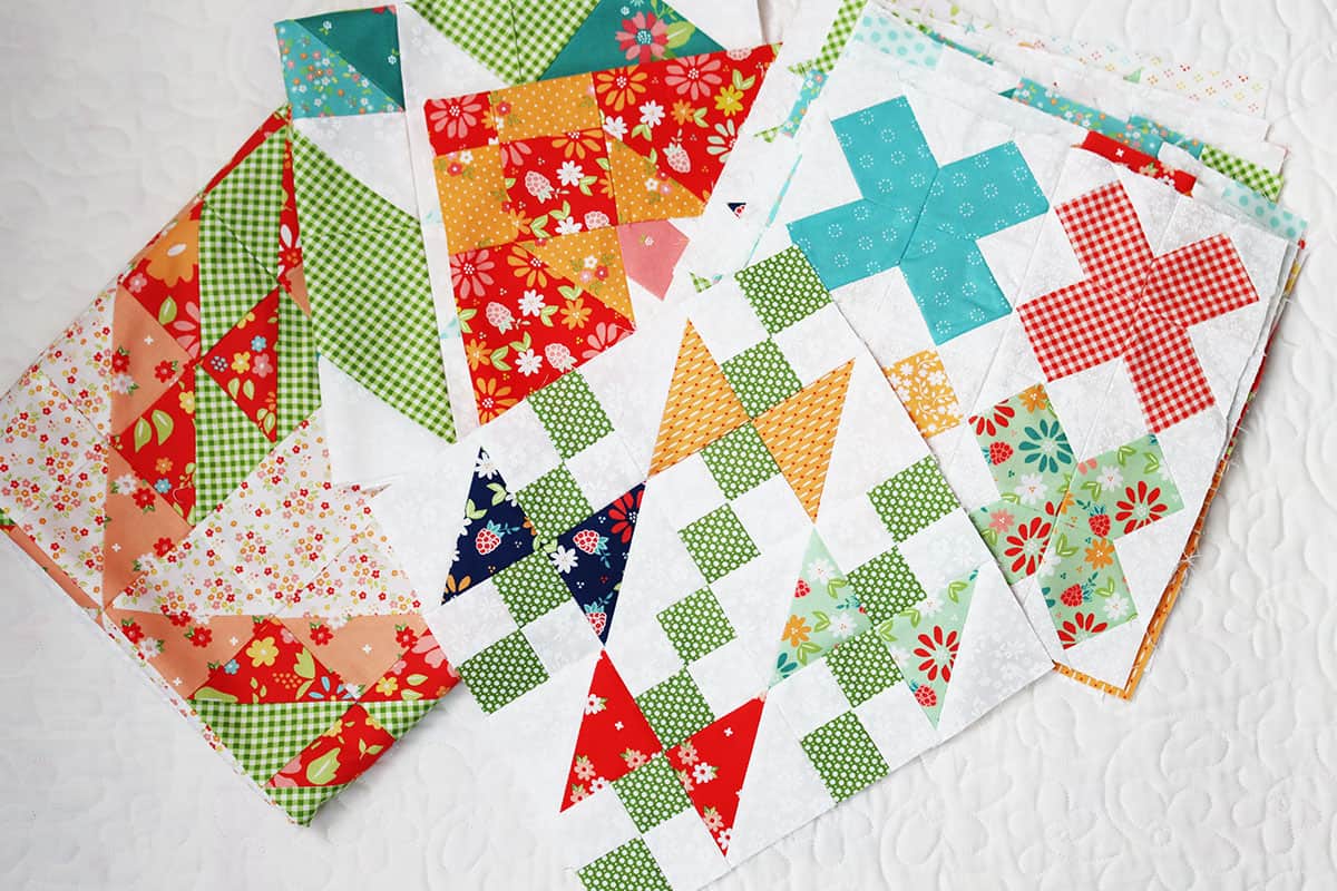 Moda Blockheads 6 Blocks 1-21 by Sherri McConnell of A Quilting Life in fabrics by Sherri & Chelsi for Moda Fabrics.