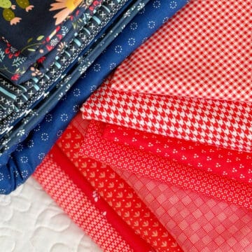 Red and Navy fabrics by Sherri & Chelsi for Moda Fabrics