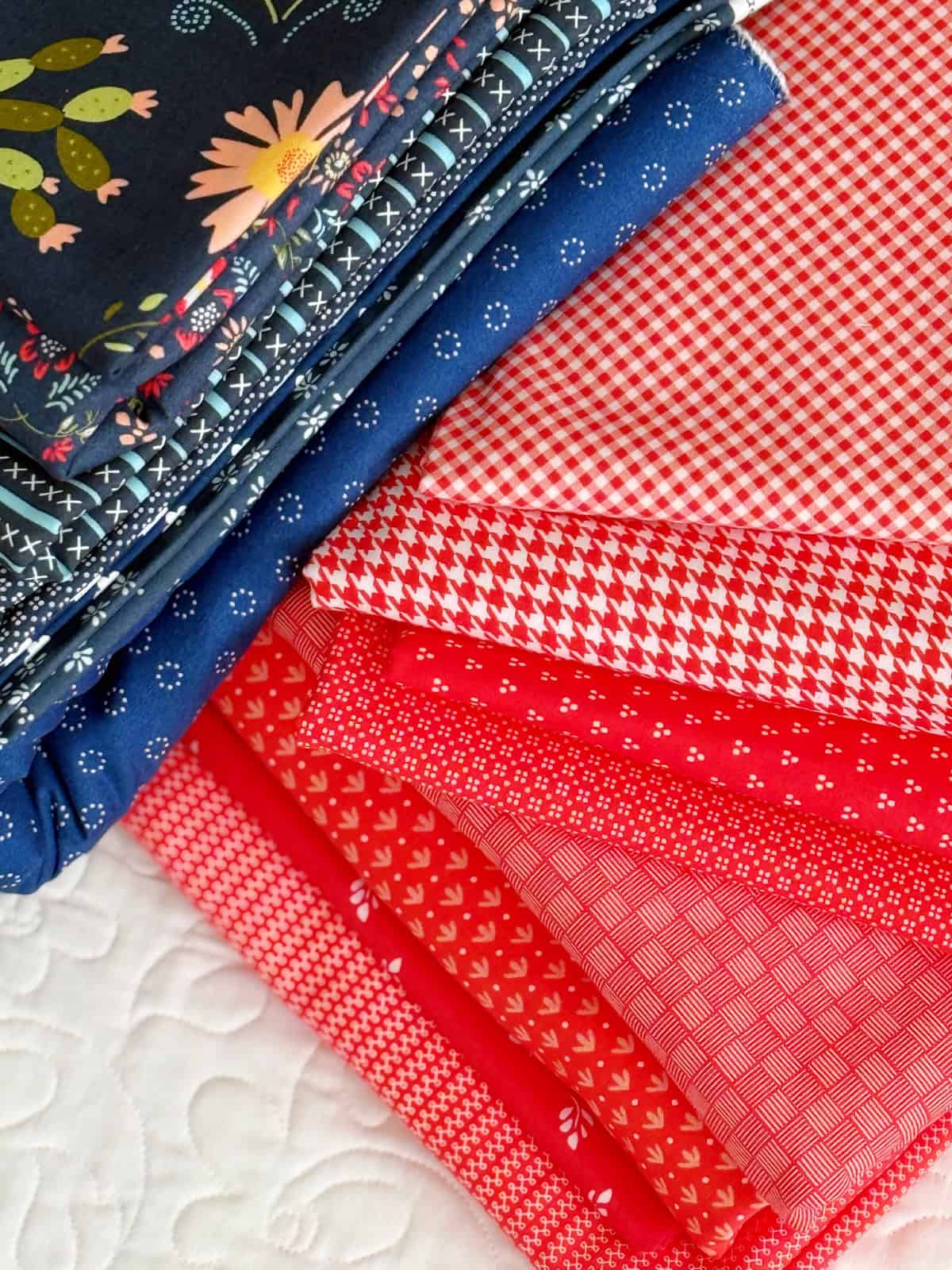 Red and Navy fabrics by Sherri & Chelsi for Moda Fabrics