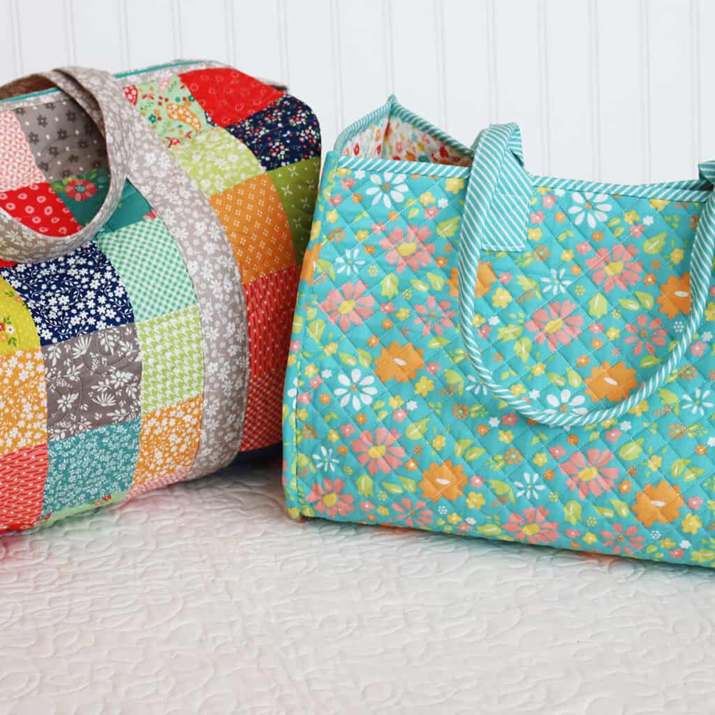 Patchwork Duffle and All the Things Tote in fabrics by Sherri & Chelsi for Moda Fabrics