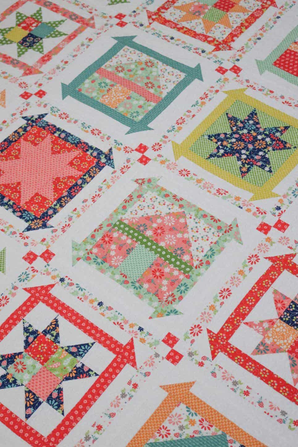 Sea Breeze quilt by Sherri McConnell in Raspberry Summer fabrics by Sherri & Chelsi for Moda Fabrics