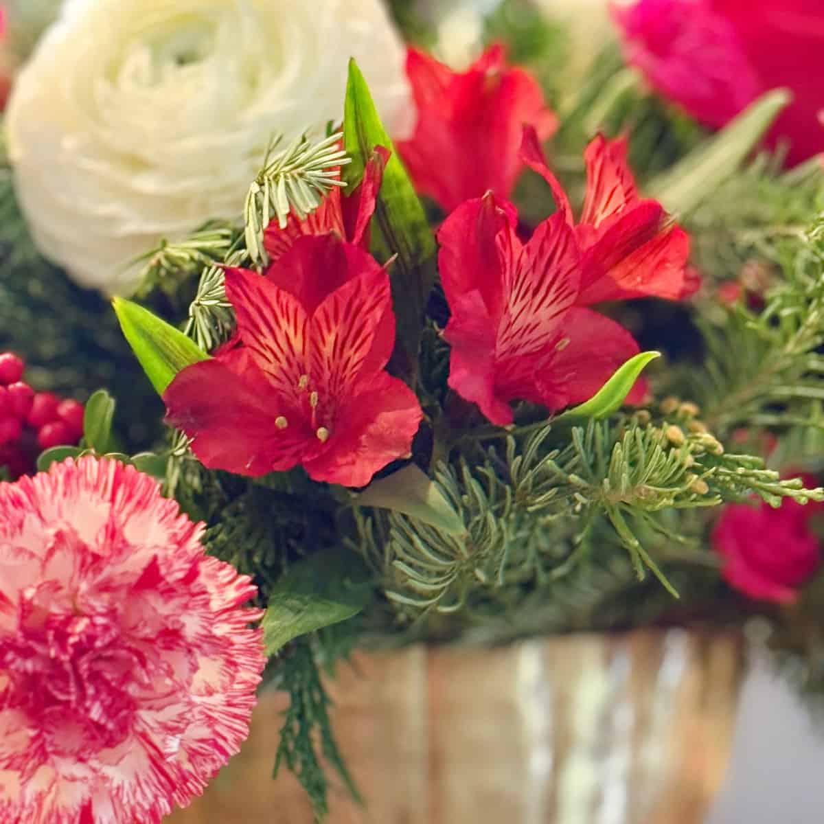 Christmas Floral arrangement on A Quilting Life