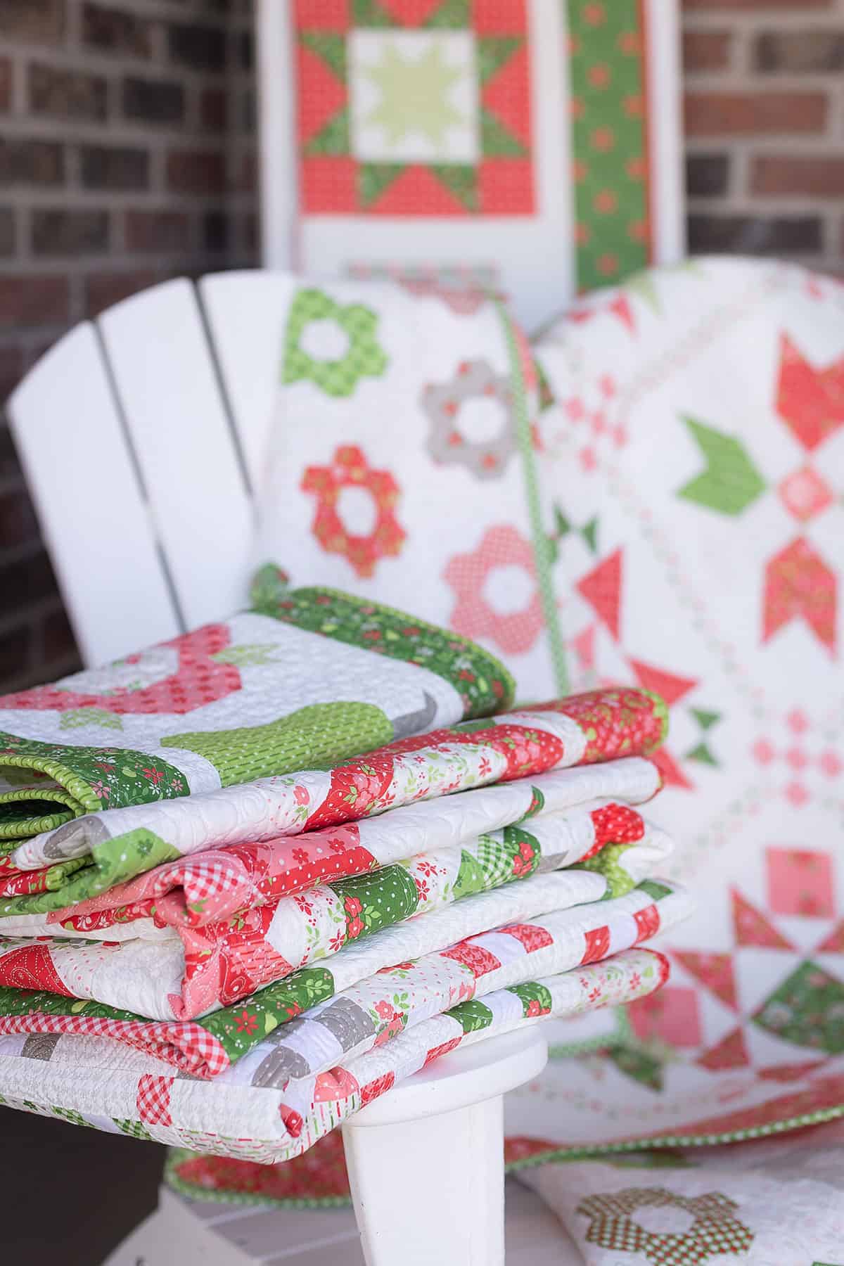 Poinsettia & Pear quilts by Sherri of a Quilting Life