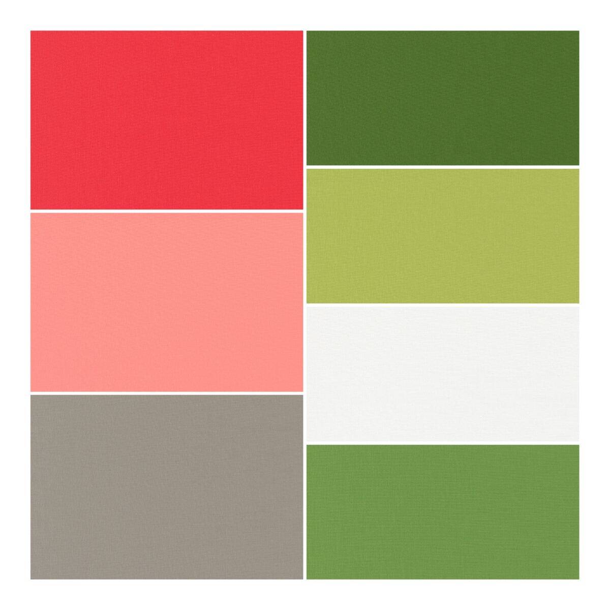 Moda Bella Solids coordinates for Poinsettia & Pear by Sherri & Chelsi