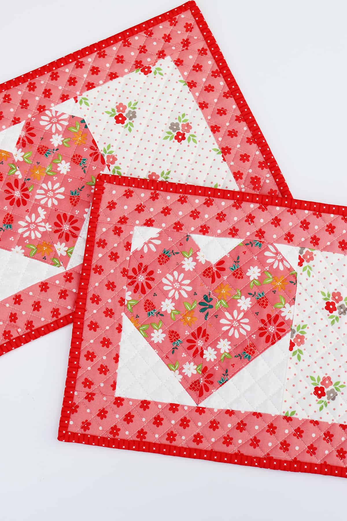 Heart Mug Rugs in fabrics by Sherri & Chelsi for Moda Fabrics