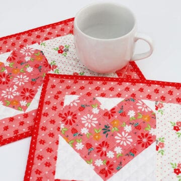 Heart Mug Rugs in fabrics by Sherri & Chelsi for Moda Fabrics