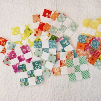 Mini 9-patch blocks in Sherri & Chelsi fabric