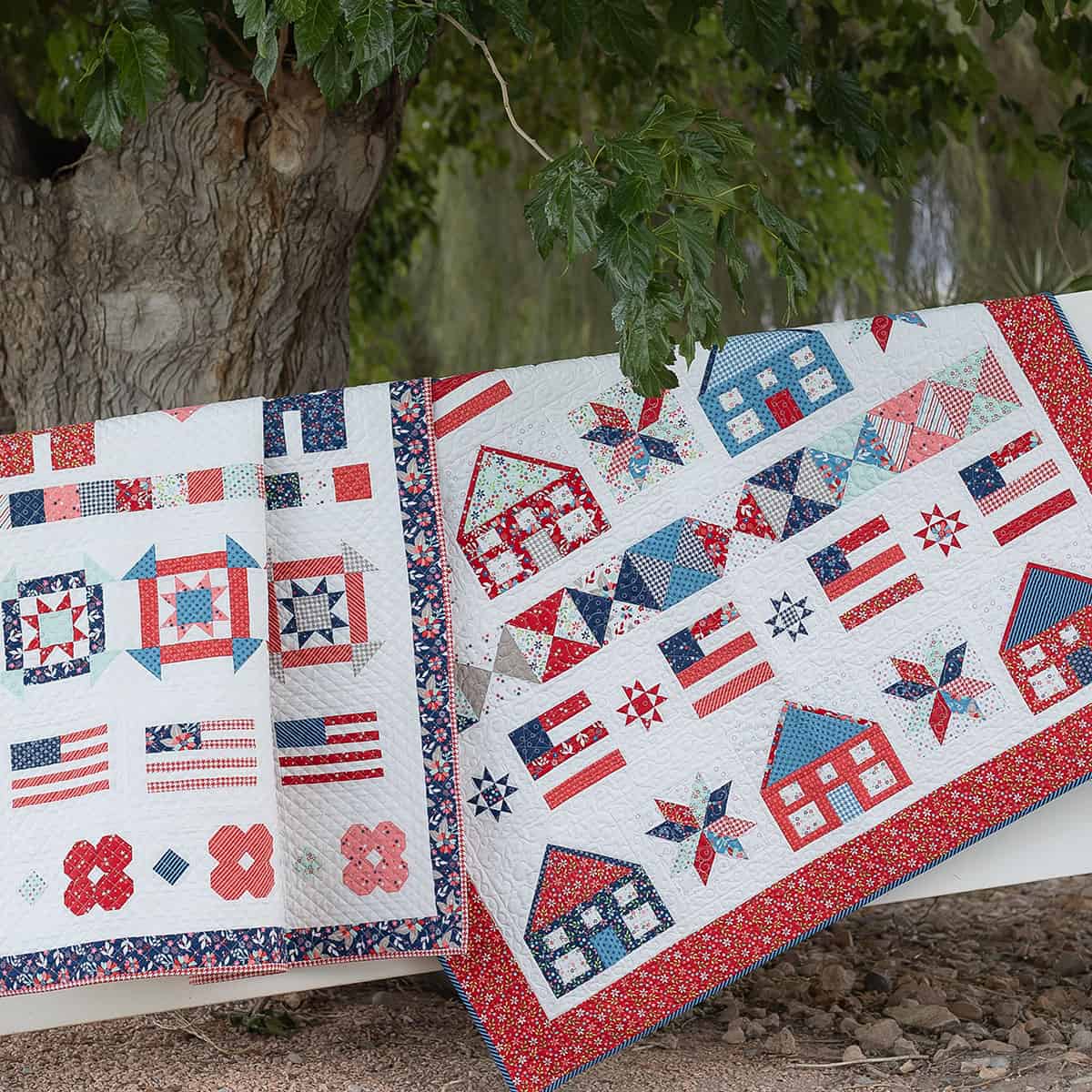 Hometown Summer Row Quilt and Together Row Quilt in Midsummer Fabrics