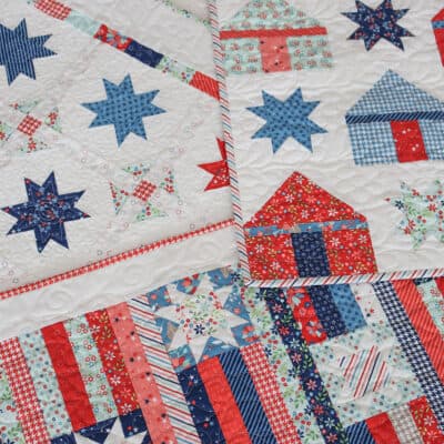 Sparkle 2 Mini, Our Town Pillow, and Whimsy Summer Table Runner in Midsummer Fabrics by Sherri & Chelsi