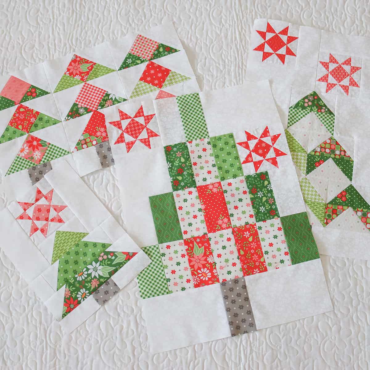 Jolly Tree Farm Blocks in Poinsettia & Pear by Sherri & Chelsi for Moda Fabrics