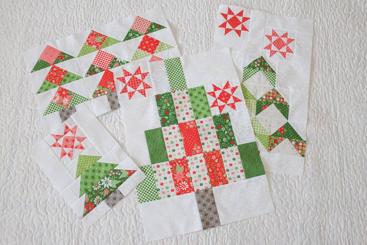 Jolly Tree Farm Blocks in Poinsettia & Pear by Sherri & Chelsi for Moda Fabrics