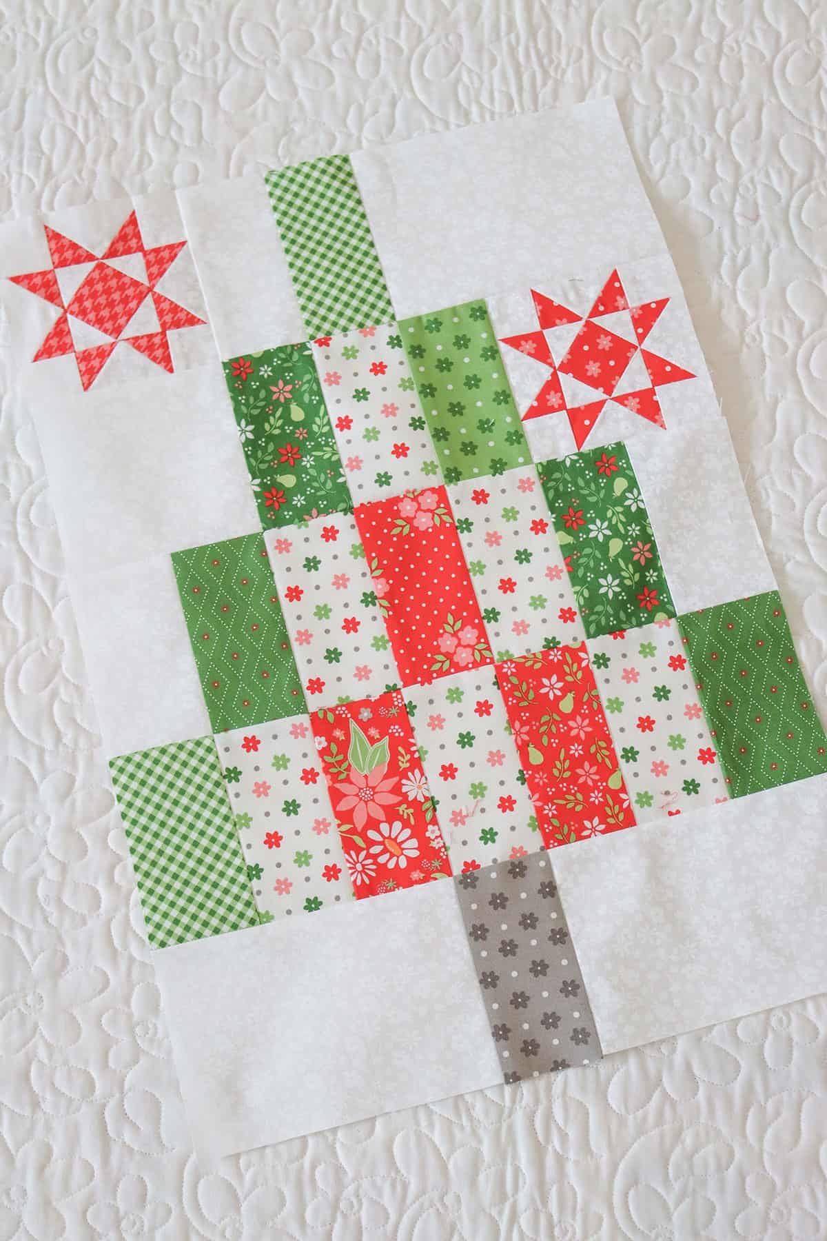 Jolly Tree Farm Blocks in Poinsettia & Pear by Sherri & Chelsi for Moda Fabrics