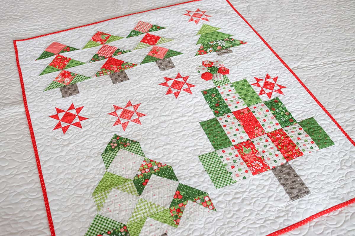 Jolly Tree Farm Mini Quilt by Sherri McConnell of A Quilting Life in Poinsettia & Pear collection fabrics by Sherri & Chelsi for Moda Fabrics