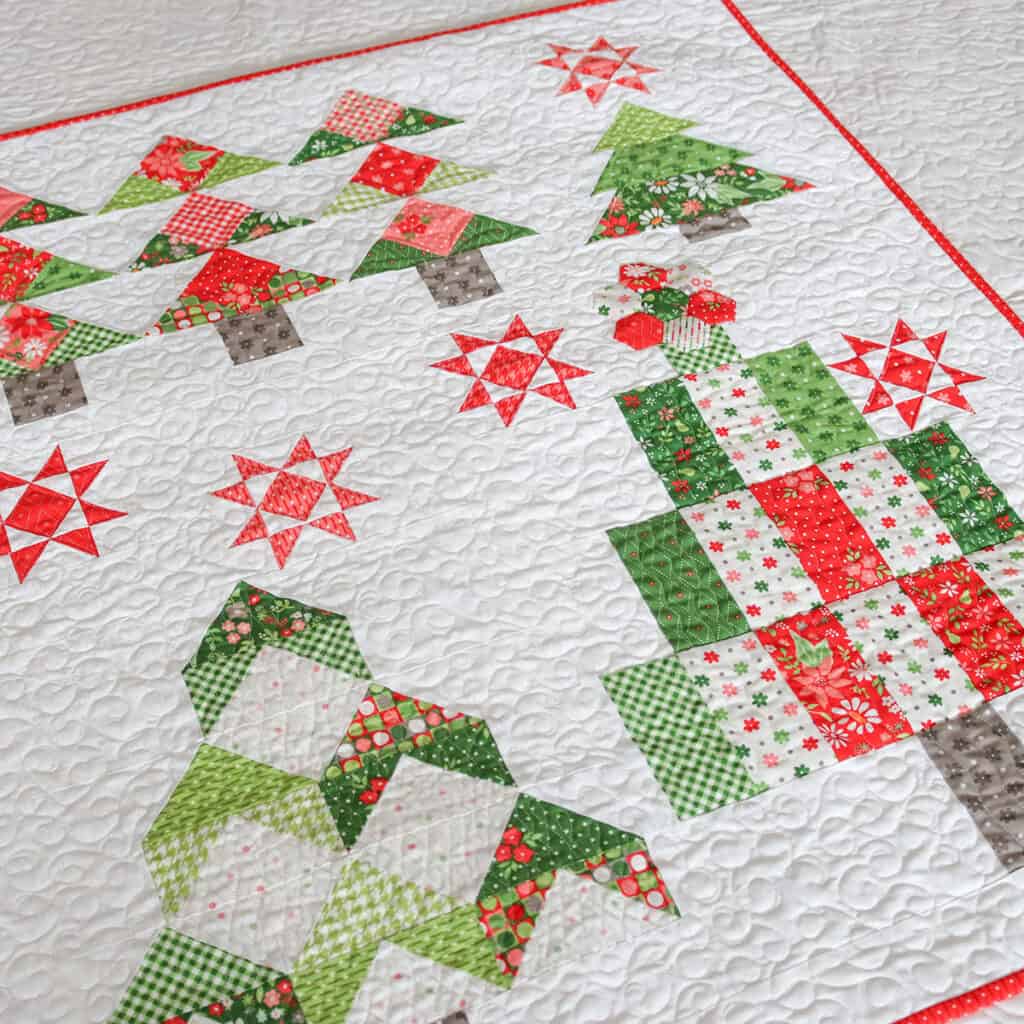 Jolly Tree Farm Mini Quilt by Sherri McConnell of A Quilting Life in Poinsettia & Pear collection fabrics by Sherri & Chelsi for Moda Fabrics