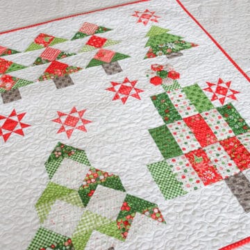 Jolly Tree Farm Mini Quilt by Sherri McConnell of A Quilting Life in Poinsettia & Pear collection fabrics by Sherri & Chelsi for Moda Fabrics