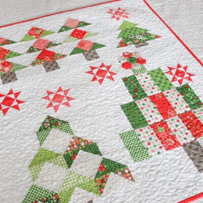 Jolly Tree Farm Mini Quilt by Sherri McConnell of A Quilting Life in Poinsettia & Pear collection fabrics by Sherri & Chelsi for Moda Fabrics