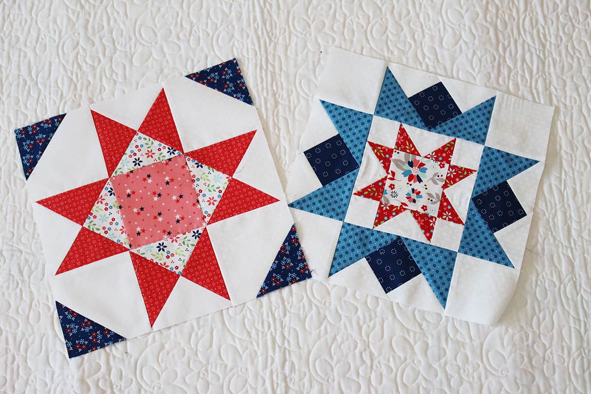 Poinsettia Stars BOM Blocks in Midsummer Fabrics by Sherri & Chelsi for Moda Fabrics