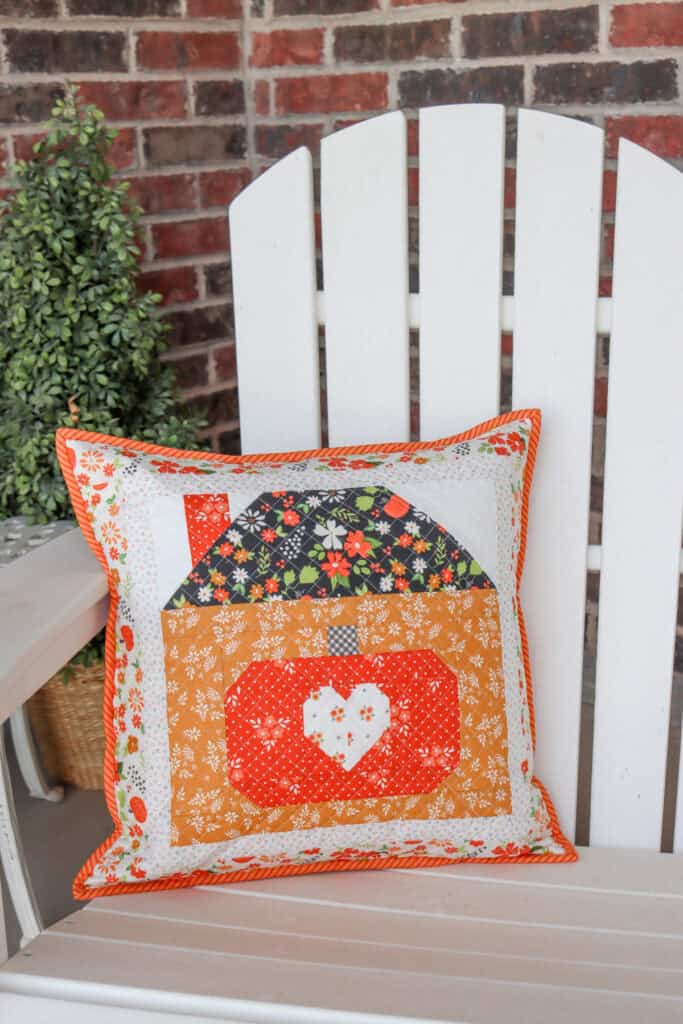 Pumpkin Cottage Pillow in Birch & Willow Fabrics by Sherri & Chelsi for Moda