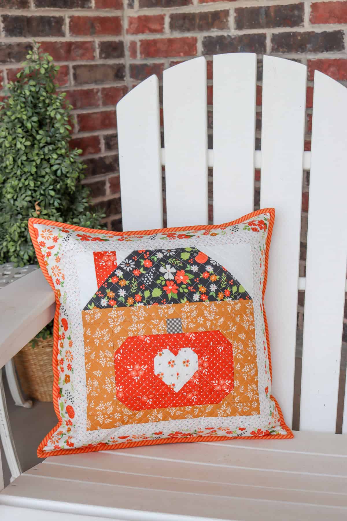 Pumpkin Cottage Pillow in Birch & Willow Fabrics by Sherri & Chelsi for Moda