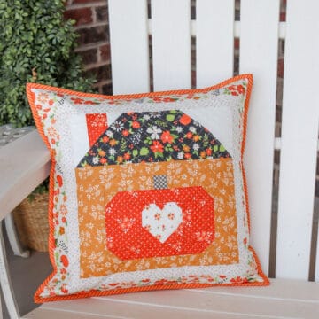 Pumpkin Cottage Pillow in Birch & Willow Fabrics by Sherri from A Quilting Life